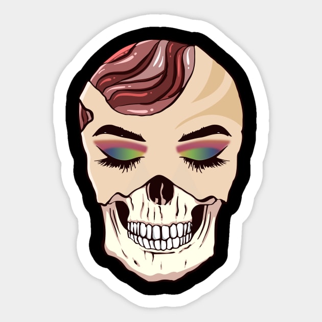 Avant Garde Aesthetic Gothic Skull Goth Hippie Sticker by Alex21